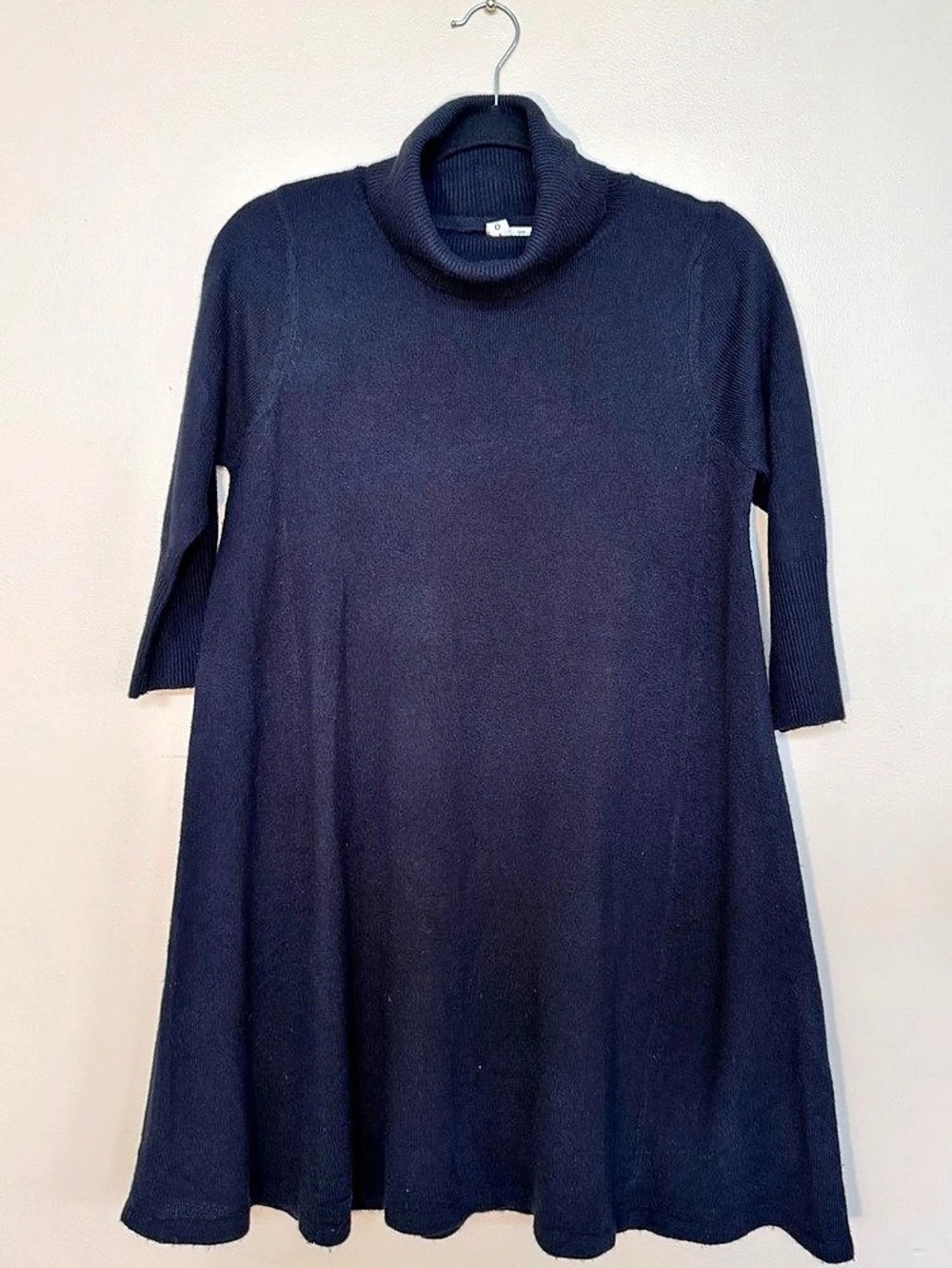Moiety Knitted Turtleneck Midi Dress in Dark Blue Size Small